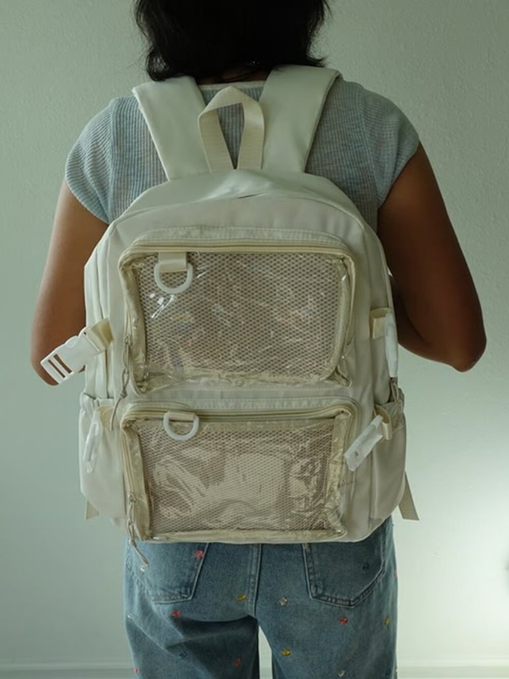 IVORY Large Ita Backpack with 2 Inserts, Lightweight Spacious Anime Pin Backpack